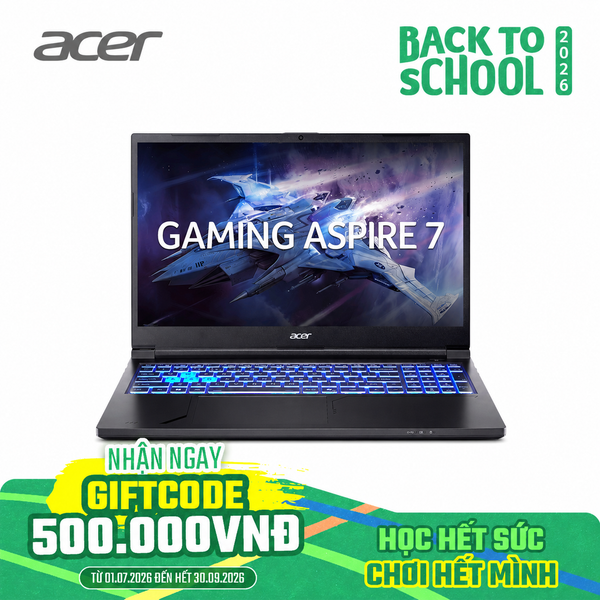 Laptop Gaming Acer Aspire 7 A715-59G-59RD (Core 5-210H | GeForce RTX™ 3050 4GB | 16GB | 512GB | 15.6' FHD 144Hz | Win 11)
