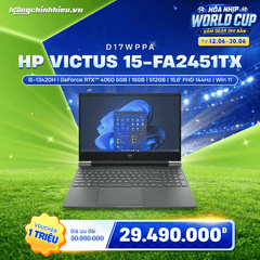 Laptop Gaming HP Victus 15-fa2451TX D17WPPA (i5-13420H | GeForce RTX™ 4050 6GB | 16GB | 512GB | 15.6' FHD 144Hz | Win 11)