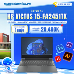 Laptop Gaming HP Victus 15-fa2451TX D17WPPA (i5-13420H | GeForce RTX™ 4050 6GB | 16GB | 512GB | 15.6' FHD 144Hz | Win 11)