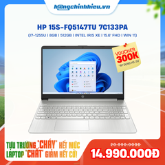 Laptop HP 15s-fq5147TU 7C133PA (i7-1255U | 8GB | 512GB | Intel Iris Xe | 15.6' FHD | Win 11)