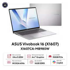 Laptop ASUS Vivobook 16 X1607CA-MB980W (Ultra 5-225H | 16GB | 512GB | Intel® Graphics | 16' WUXGA | Win 11)