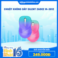 Chuột không dây Silent Zadez M-381Z Cảm biến Pixart 3065, 2000 DPI, Sạc Type-C, Pin 650 mAh, Đèn LED RGB