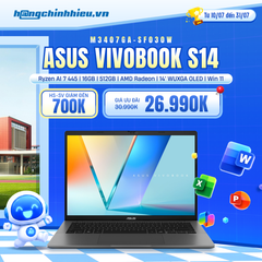 Laptop ASUS VivoBook S14 M3407GA-SF030W (Ryzen AI 7 445 | 16GB | 512GB | AMD Radeon | 14' WUXGA OLED | Win 11)