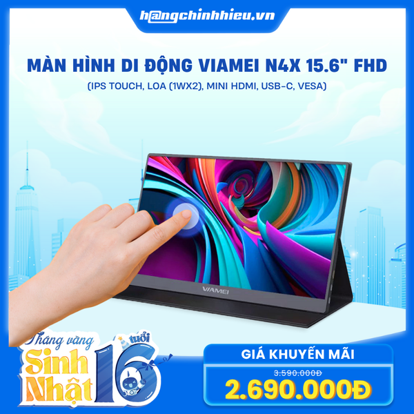 Màn hình di động VIAMEI N4X 15.6 inch FHD IPS Touch Loa (1Wx2), Mini HDMI, USB-C, VESA