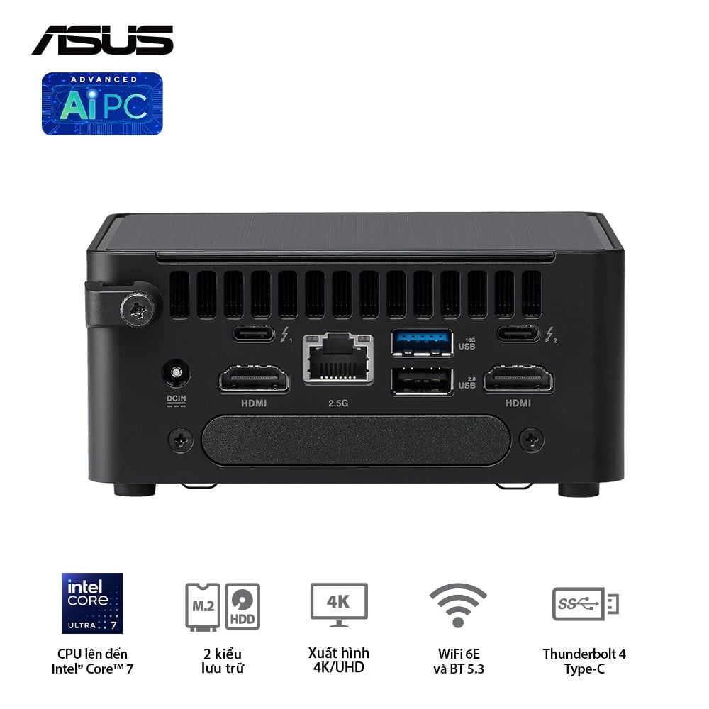 PC Mini Asus NUC 14 Pro Tall RNUC14RVHU700000I (Ultra 7 155H, Arc Graphics)
