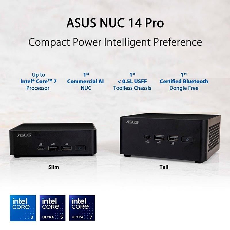 PC Mini ASUS NUC 14 Pro Tall RNUC14RVHU500000I (Ultra 5 125H, Arc Graphics)