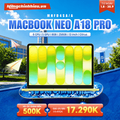 MacBook Neo 13 inch A18 PRO MHFD4SA/A (6 CPU | 5 GPU | 8GB | 256GB | 13 inch | Citrus | Apple Việt Nam)