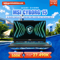 Laptop Gaming MSI Cyborg 15 A13VE-2410VN (i5-13420H | GeForce RTX™ 4050 6GB | 16GB | 512GB | 15.6' FHD 144Hz | Win 11)