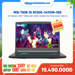 Laptop Gaming MSI Thin 15 B13UC-1411VN-16G (i7-13620H | GeForce RTX™ 3050 4GB | 16GB | 512GB |  15.6' FHD 144Hz | Win 11)