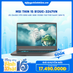 Laptop Gaming MSI Thin 15 B13UC-3247VN (i5-13420H | GeForce RTX™ 3050 4GB | 8GB | 512GB | 15.6' FHD 144Hz | Win 11)