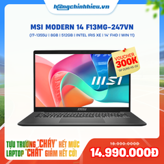 Laptop MSI Modern 14 F13MG-247VNCP (i7-1355U | 8GB | 512GB | Intel Iris Xe | 14' FHD | Win 11)