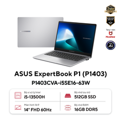 Laptop ASUS ExpertBook P1 P1403CVA-I516-63WS (i5-13420H | 16GB | 512GB | Intel UHD | 14' FHD | Win 11 + Office Home 2024)