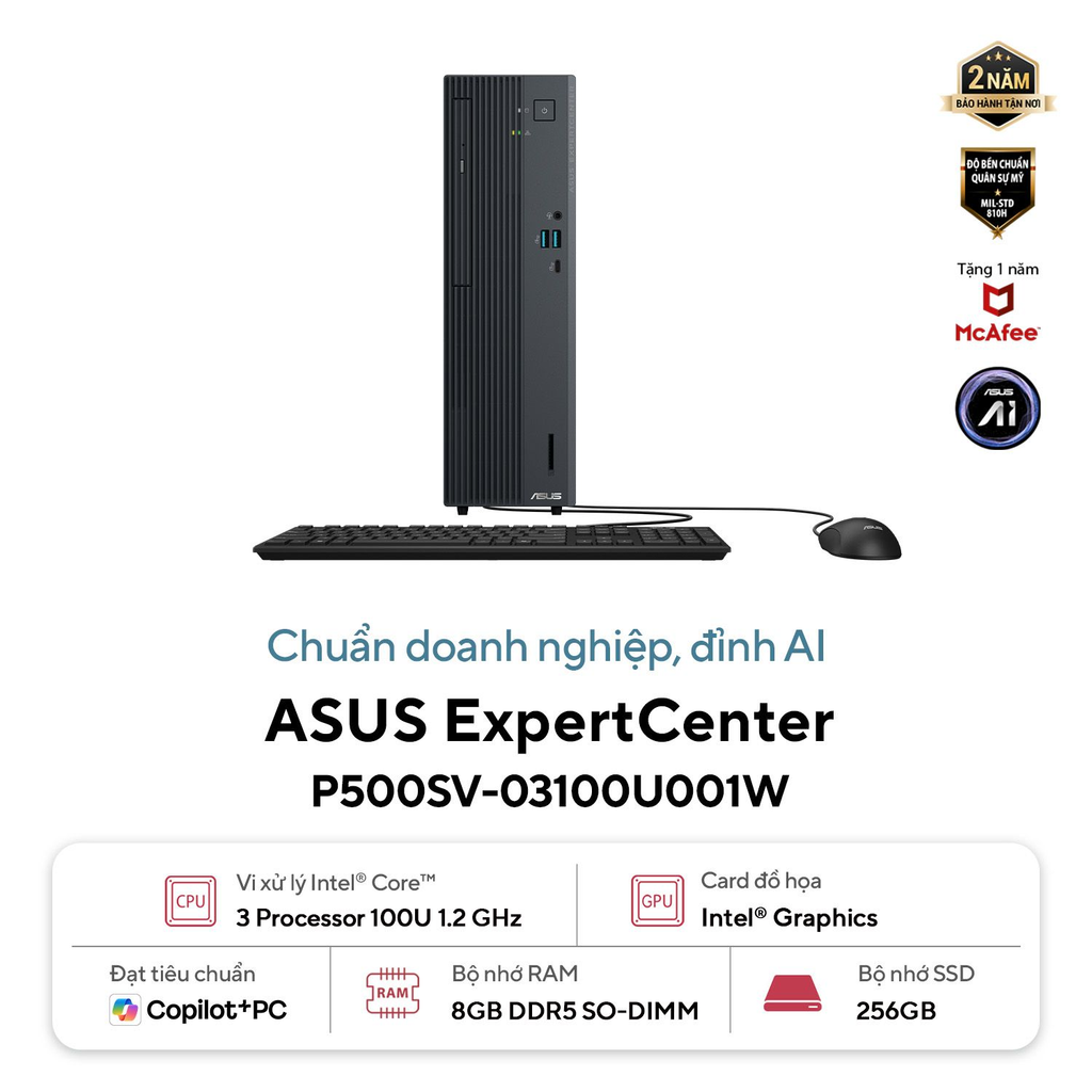 PC ASUS P500SV-03100U001W (Core 3 100U | 8GB DDR5 | 256GB SSD | Win 11)