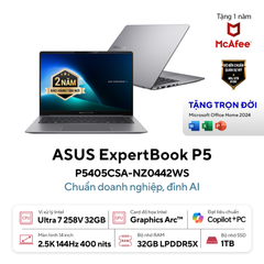 Laptop ASUS ExpertBook P5 P5405CSA-NZ0442WS (Ultra 7 258V | 32GB | 1TB | Intel Arc 140V | 14' WQXGA | Win 11 + Office)