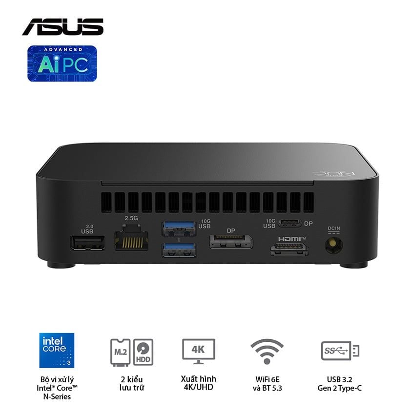 PC Mini Asus NUC 14 Essential RNUC14MNK355 (Intel Core3 N355 | 1x DDR5-4800 | M.2 PCIe Gen3 | LAN |No OS ) – RNUC14MNK3500000