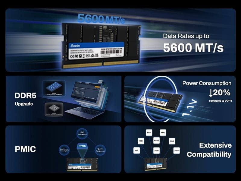 Ram Laptop Biwin 16GB DDR5 5600 (BD5SD16G56C46)