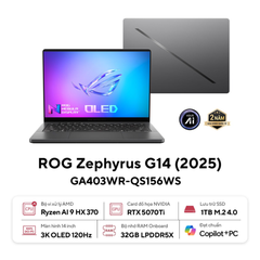Laptop ASUS ROG Zephyrus G14 GA403WR-QS156WS (Ryzen AI 9 HX 370 | GeForce RTX™ 5070Ti 12GB | 32GB | 1TB | 14' 3K OLED 120Hz | Win 11 + Office)