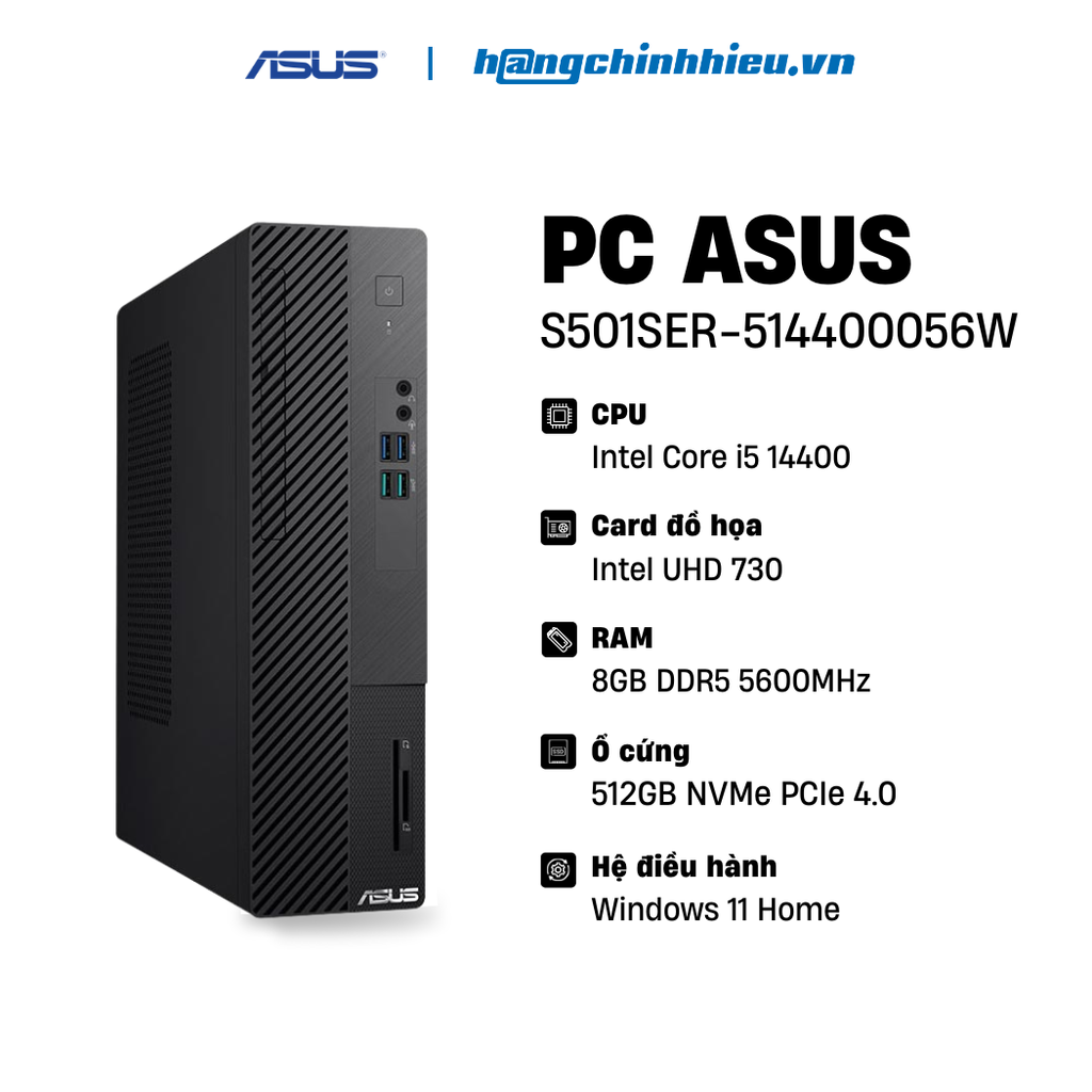 PC ASUS S501SER-514400056W (i5-14400 | 8GB DDR5 | 512GB SSD | Win 11)