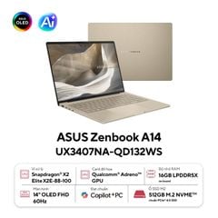 Laptop ASUS Zenbook A14 UX3407NA-QD132WS (X2E-88-100 | 16GB | 512GB | Qualcomm Adreno | 14' WUXGA OLED | Win 11 + Office)