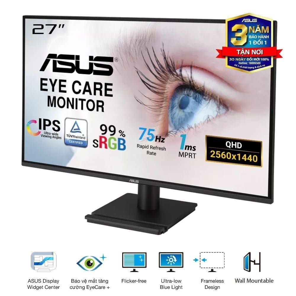 Màn hình ASUS VA27AQ 27 inch IPS 2K QHD 75Hz