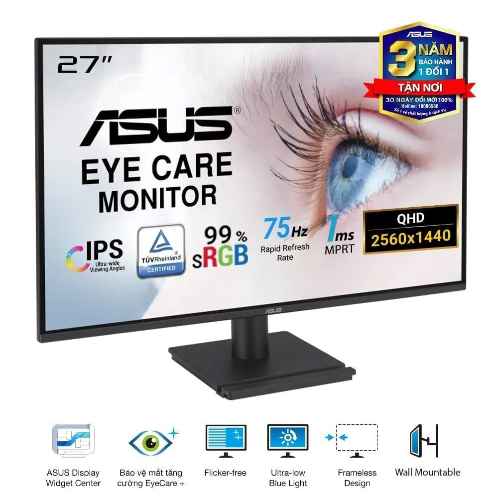 Màn hình ASUS VA27AQ 27 inch IPS 2K QHD 75Hz