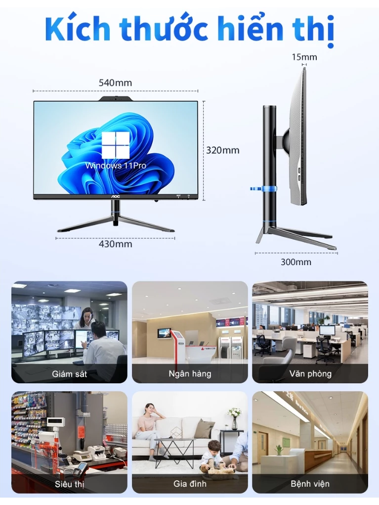 PC All In One AOC A99 (i5-12450H | 16GB | 512GB | Intel UHD 730 | 23.8' FHD | UPS 2600 mAh | Win 11 Pro)