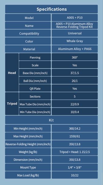 Chân Máy Ảnh SIRUI A005 + Ballhead P10