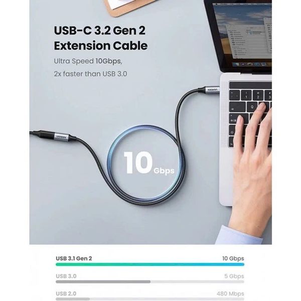 Cáp USB Ugreen Type C 3.1 Gen 2 nối dài 1 mét - 30205