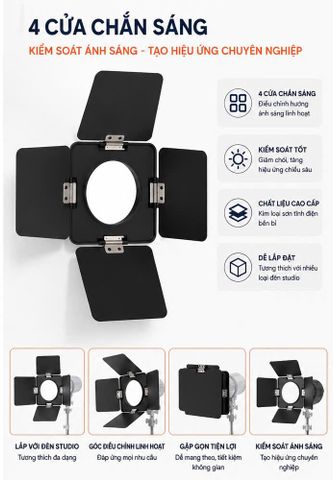 Chắn sáng LIYADI 4 cánh cho đèn studio – Phụ kiện điều hướng ánh sáng chuyên nghiệp / 4-Leaves Barndoor