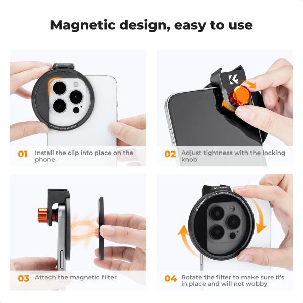 Bộ Filter dùng cho điện thoại - Bộ kit CPL K&F với công nghệ hít từ tính Magnetic - KF01.2673