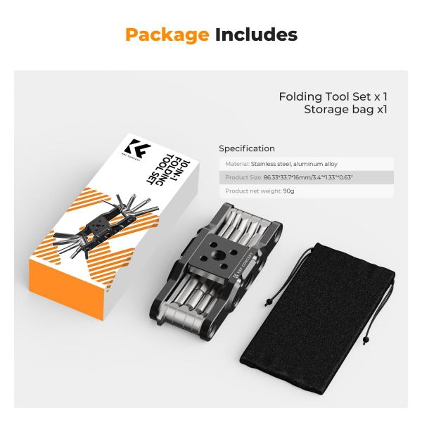 Bộ dụng cụ gấp đa năng K&F Tool kit 10 trong 1, kèm tô vít cầm tay – KF31.099