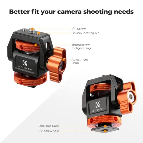 Cold shoe monitor K&F - Giá đỡ màn hình/ phụ kiện - xoay và nghiêng linh hoạt/ KF31.133