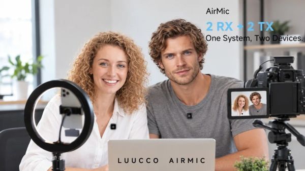 Micro không dây Luucco AirMic 2 TX + 1 RX, khử ồn AI, cự ly 250m