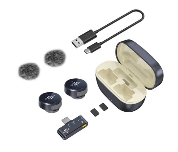 Micro cài áo không dây Luucco AirWave Mini K2 (USB-C), hai kênh, 100m