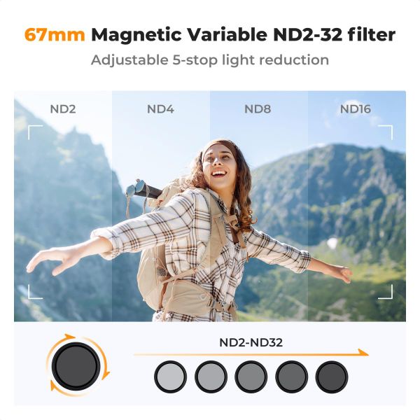 Bộ filter dùng cho điện thoại - Bộ kit ND vari (ND2‑32) K&F công nghệ hít từ tính Magnetic - KF01.2674