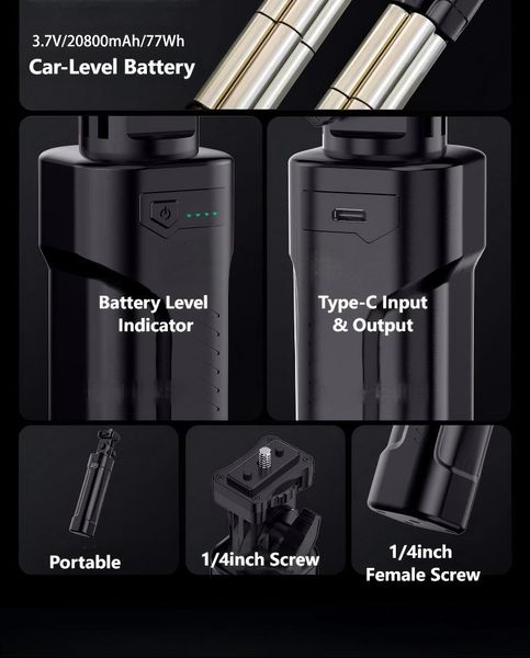 Tay cầm đèn LIYADI P77 tích hợp pin dự phòng 110W dùng cho đèn chụp ảnh - quay phim
