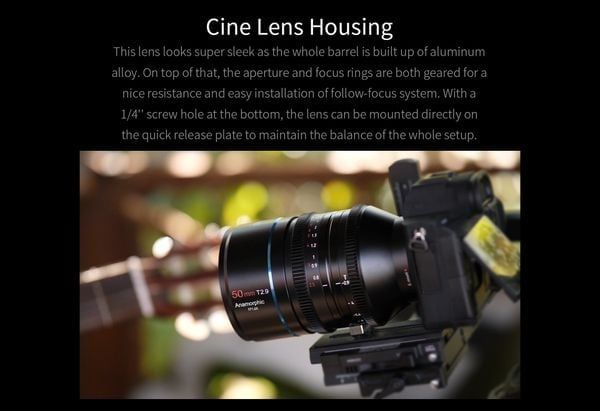Ống kính Cine Anamorphic SIRUI Venus 50mm T2.9 1.6X Full-frame ngàm L
