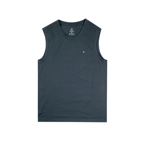 Áo Tank nam PAPKA 1005 chất PC màu xám đậm in logo đơn giản năng động