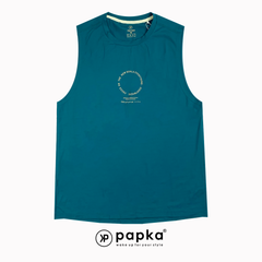 Áo tank nam Papka 1008 màu xám chất vải thun lạnh thoáng mát in chữ form tròn trẻ trung phong cách