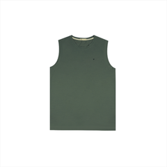 Áo tank nam PAPKA 1008 chất Cotton Jersey màu rêu co dãn thấm hút cực thoáng mát