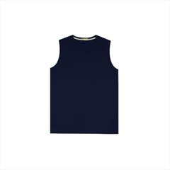 Áo tank nam PAPKA 1008 chất Cotton Jersey màu xanh đen co dãn thấm hút cực thoáng mát