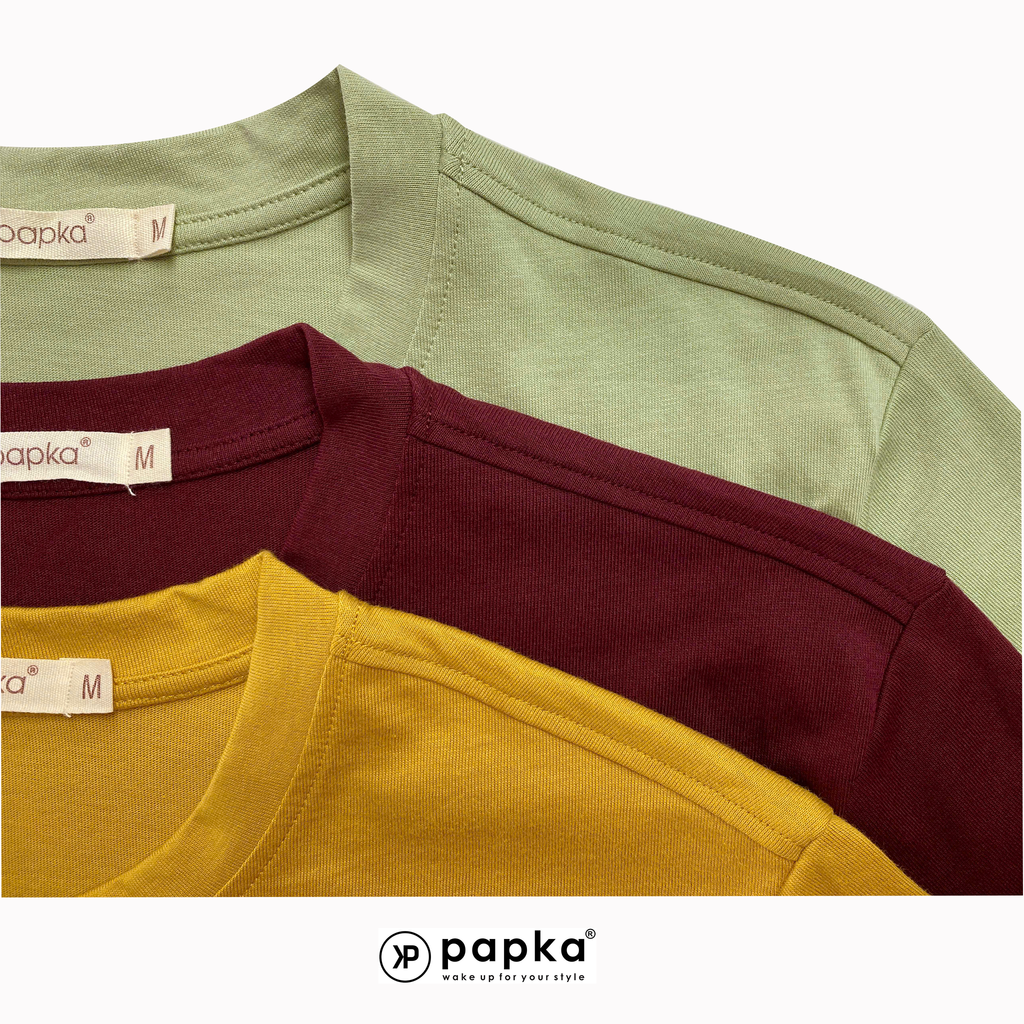 Áo thun Tshirt nam Papka 1036 cơ bản màu xanh bơ chất cotton form rộng tạo cảm giác thoải mái tuyệt đối