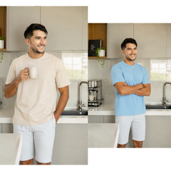 Áo thun Tshirt mặc nhà PAPKA 1036 màu xanh cổ vịt mỏng nhẹ thoải mái