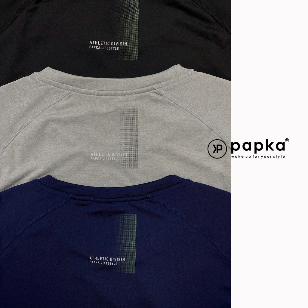 Áo thun thể thao nam Papka 1041 màu xanh đen chất polypique vô cùng thoải mái, bền màu và thấm hút tốt phối hình in sau