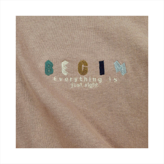 Áo Tshirt nam PAPKA 1076 chất Cotton 100% màu nâu thêu chữ BEGIN