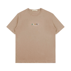 Áo Tshirt nam PAPKA 1076 chất Cotton 100% màu hồng thêu chữ BEGIN