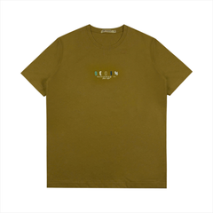 Áo Tshirt nam PAPKA 1076 chất Cotton 100% màu nâu thêu chữ BEGIN