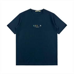 Áo Tshirt nam PAPKA 1076 chất Cotton 100% màu xanh đen thêu chữ BEGIN