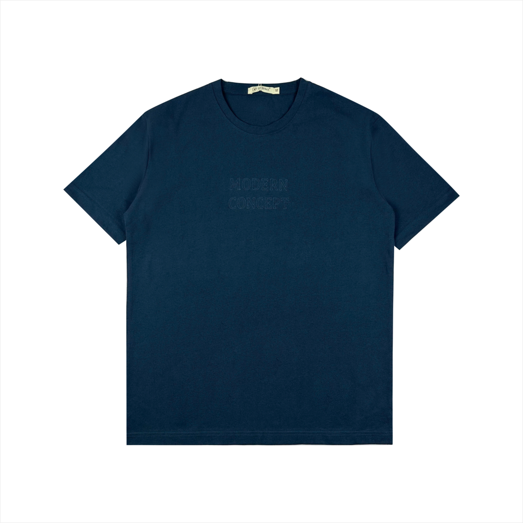 Áo Tshirt nam Papka 1076 màu xanh đen với chi tiết thêu chìm chữ Modern Concept vô cùng trẻ trung nhưng vẫn sang trọng