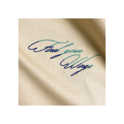 Áo Tshirt nam PAPKA 1076 chất Cotton 100% màu be thêu chữ FIND YOUR WINGS